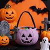 Halloween Pumpkin Bag Candy for Kids, Trick or Treat Tote Stylish Accessory with Handle, Reusable Snack Bucket Party Favors Durable Storage