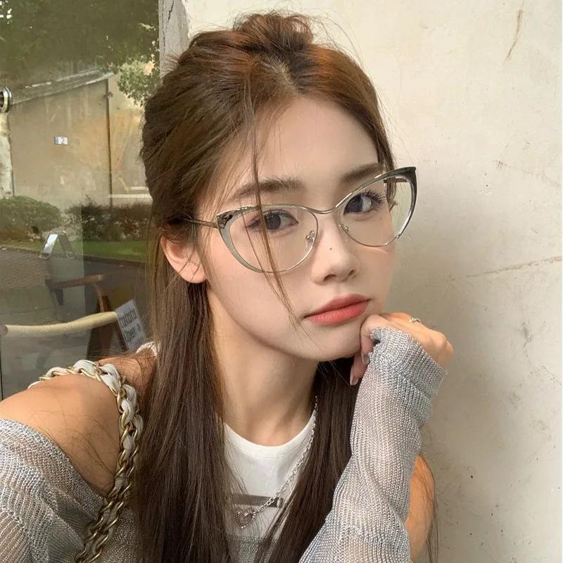 Women Retro Glasses Metal Sexy Cat Eye Reading Blue Light Blocking Computer Glasses Accessory