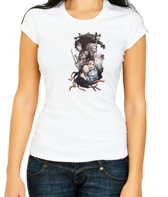Anime Character Art3/4 Short Sleeve White Women's T-Shirt F435