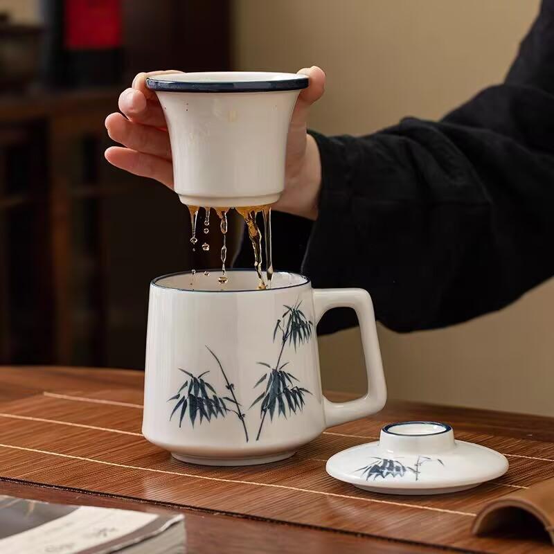Shanshui Office Cup Gift Box Tea Separation Cup Tea Cup With Incense Burner Business Merchandise Gifts For Foreign Friends