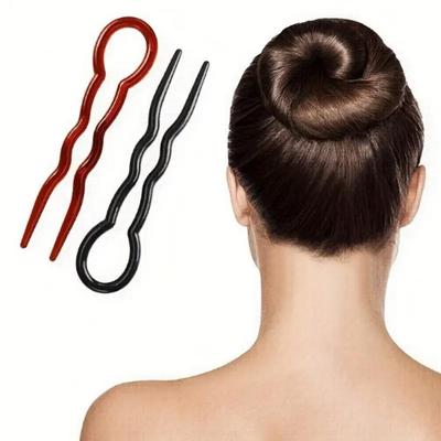 3 Pcs/Set U Shape Hair Clips Bun Maker Ponytail Holder Women Simple Style Hair Accessories