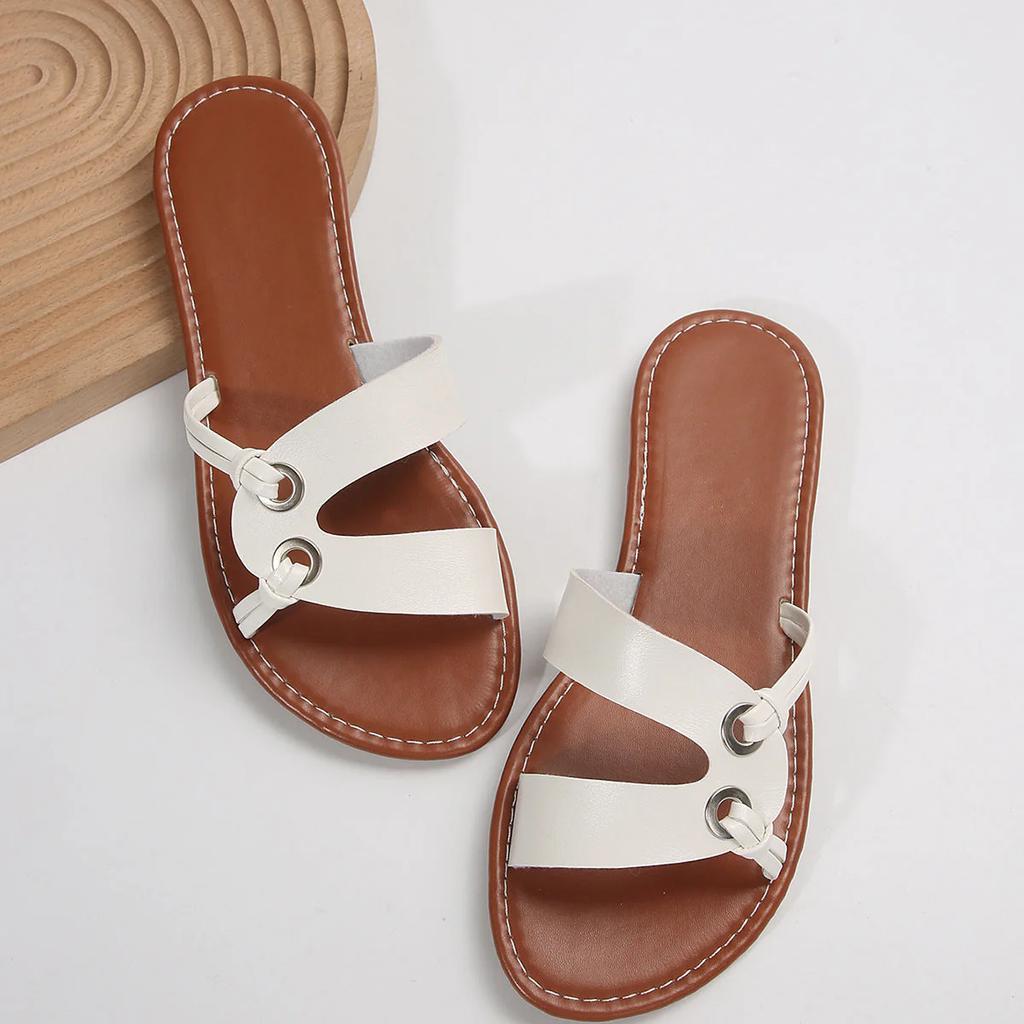 Women Slippers Open Toe Casual Sandals Summer Fashion Fashion Slippers Elastic Band Plus Size Flat Shoes Female Slides Women