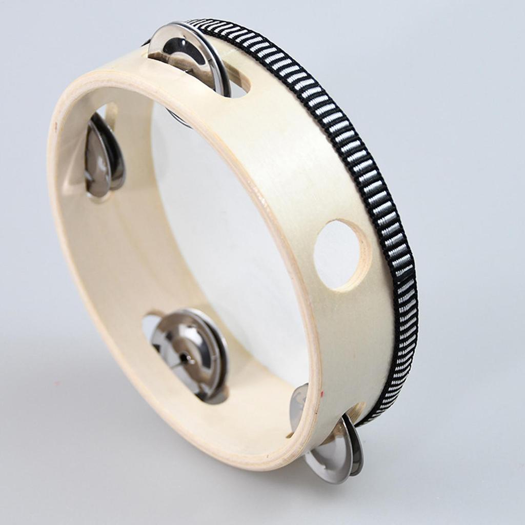 Tambourine Instrument Handheld Tambourine Drum With Jingle Bells 3-Piece Wooden Percussion Instruments For Training Kids