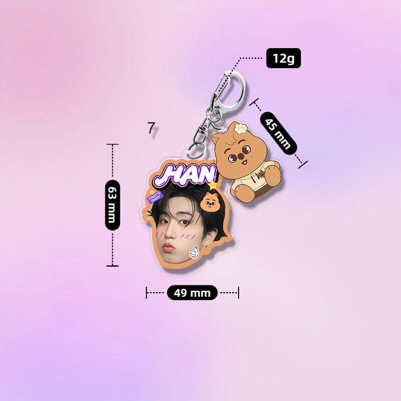 1pc Kpop Stray Kids Acrylic Keychain Cute Cartoon Figure SKZOO Doll Multi Pendant Keyring, Hyunjin Felix Bang Chan Lee Know Bag Charm Accessories