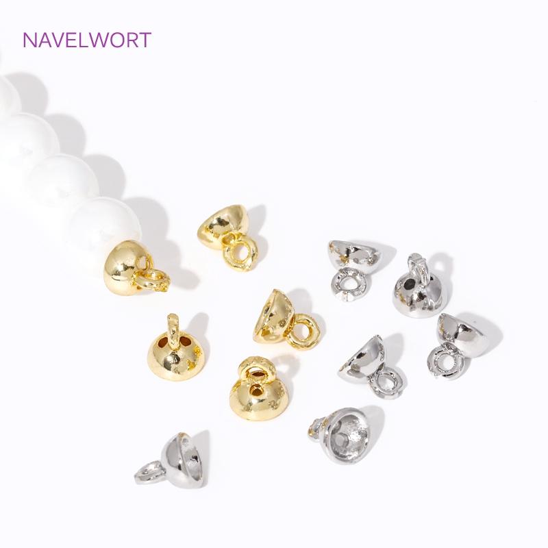4.5/6MM 18K Gold Plated Brass Pearl Bracelet Ends Connector With Loop,Jewelry End Caps,For DIY Jewelry Making Accessories