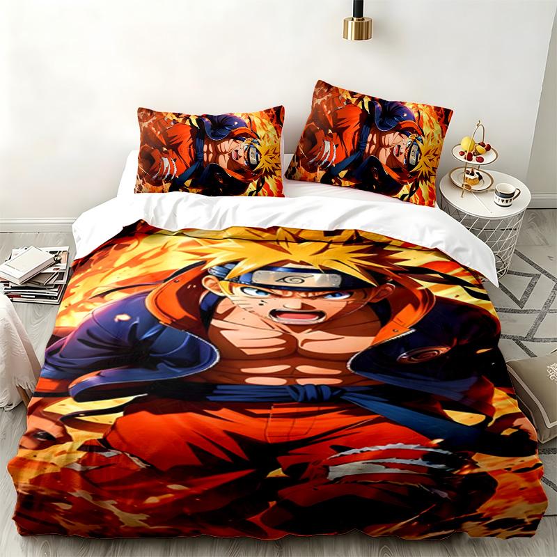 Naruto 3pc Set Perfect for Bedroom Use Comfortable Bedding Set Includes a Duvet Cover and Two Pillowcases Ideal Birthday or Christmas Gift