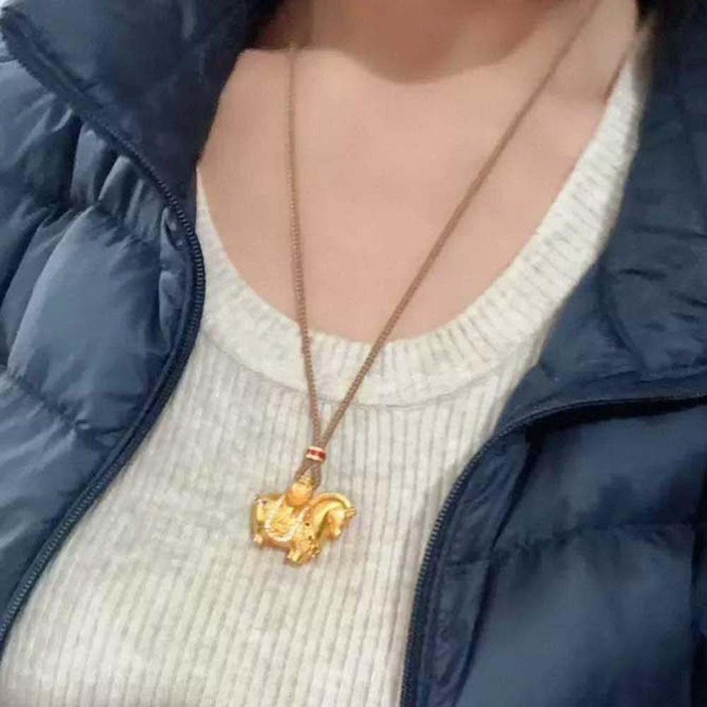 Orichalum Plating Zodiac Horse Necklace Luxury Golden Horse Pendant Wealth Foal Necklace  Men