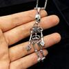 Men's Trendy Stainless Steel Dark Skeleton Pendant Necklace for Halloween