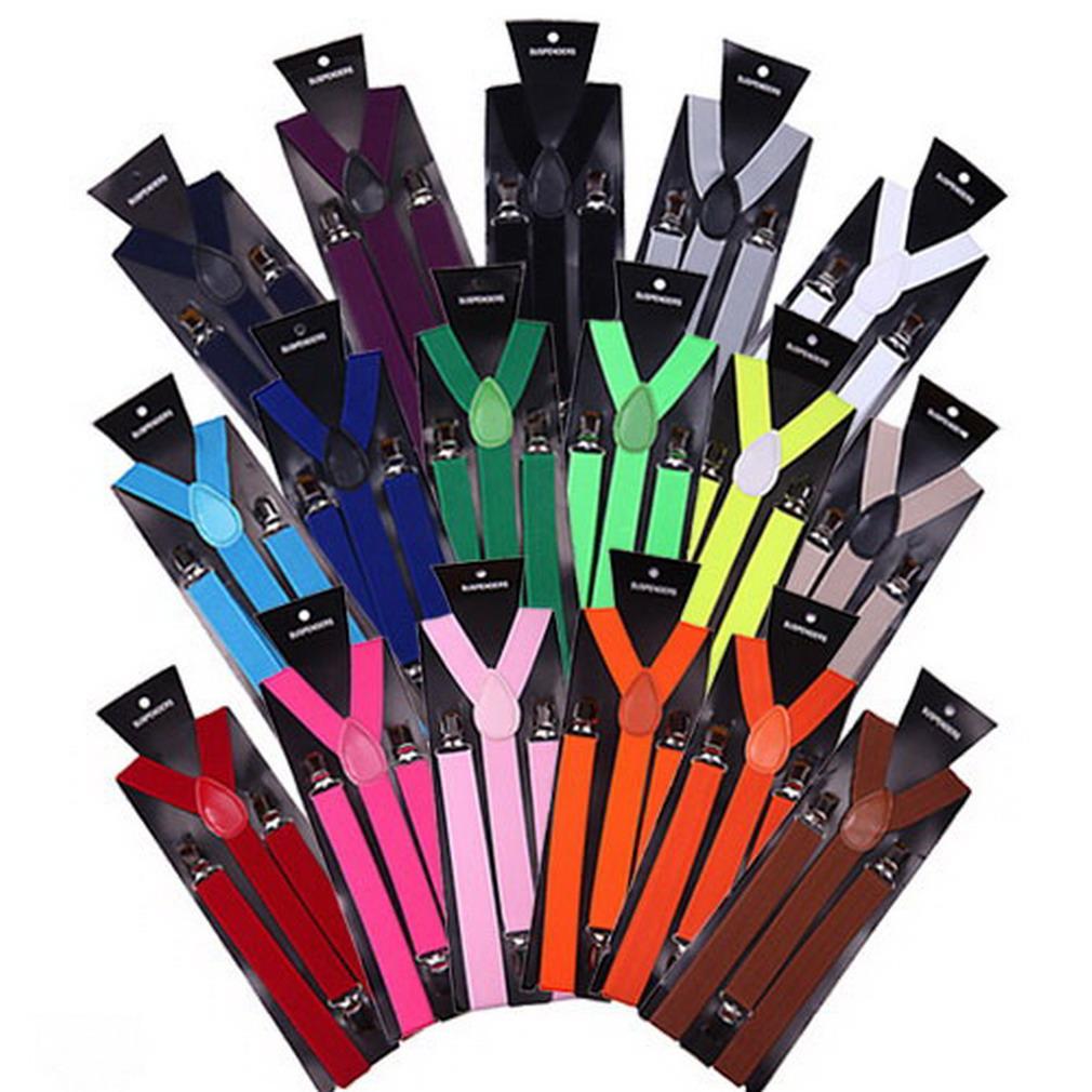 Unisex Y Back Suspenders 3 Clips Adjustable Elastic Braces