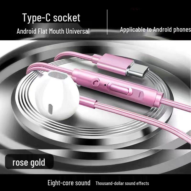 High-End Wired Professional Karaoke Headphones, Nylon Type-C, Universal for OPPO, Xiaomi, Vivo