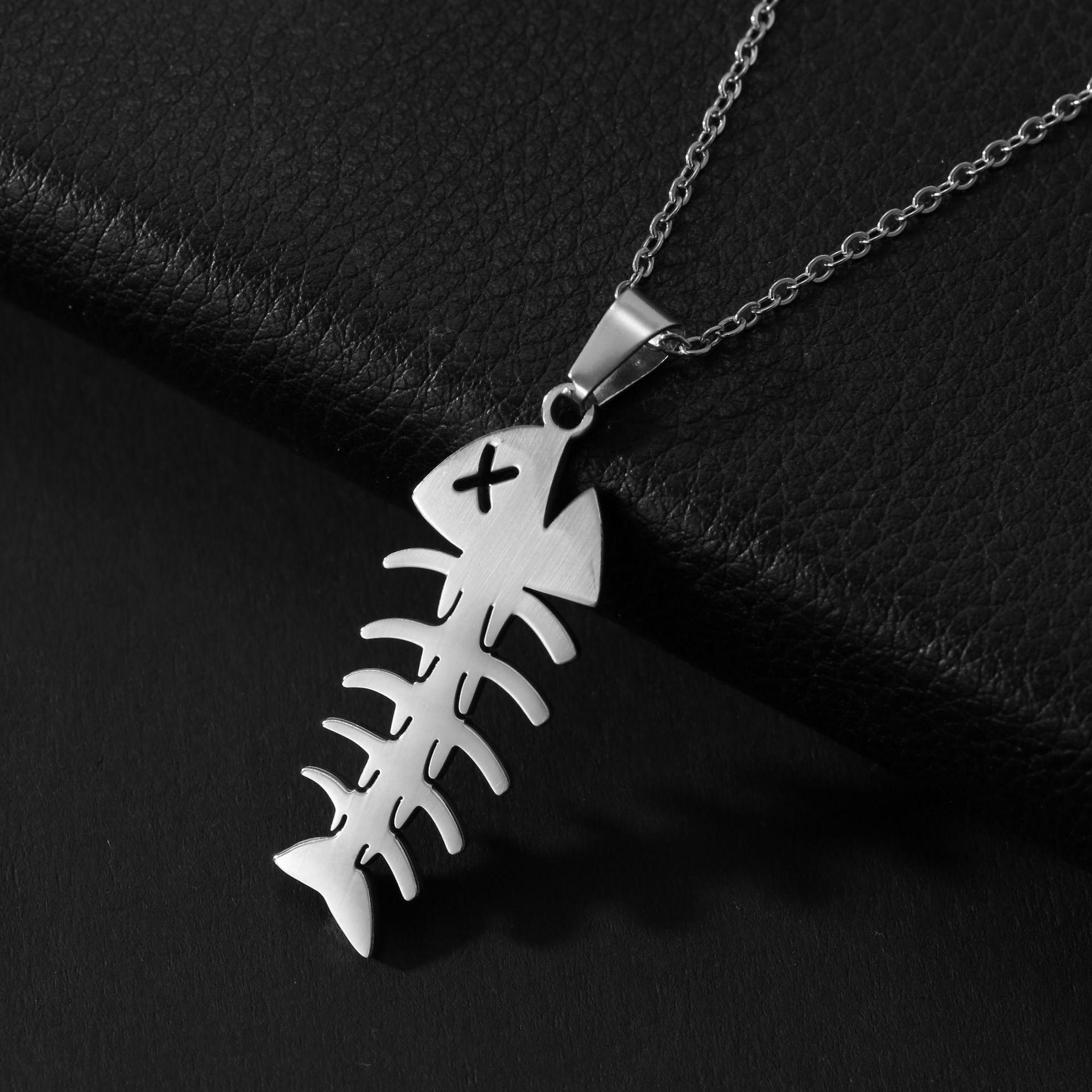 European and American Versatile Fish Bone Pendant Necklace, Simple Casual Style Design, Versatile 60CM