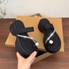 Fashion Women's Summer Outdoor Wear French Style Thick Bottom Heightening Anti-Slip Easy to Match Slides Fashionable Slip-On Sandals