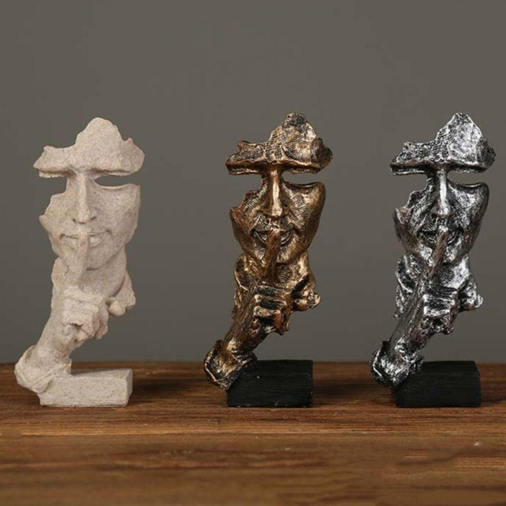 Abstract Statue Resin Desktop Ornaments Sculpture Miniature Figurines Face Character Nordic Art Crafts Office Home