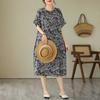 Navy Knee-length Mid-length Mom Temperament Dresses