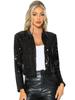 Allegra K Women's Party Sequin Crop Jacket, Long Sleeve, Open Front, Sparkle Glitter Blazer, Black, Size M