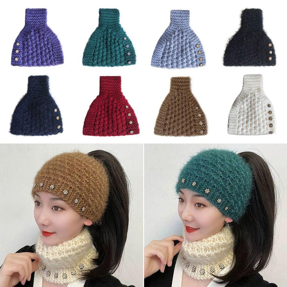 Fashion Warm Winter Wool Headbands Thicken Wide Edge Knitted Headbands Windproof Soft Neckerchief Girls
