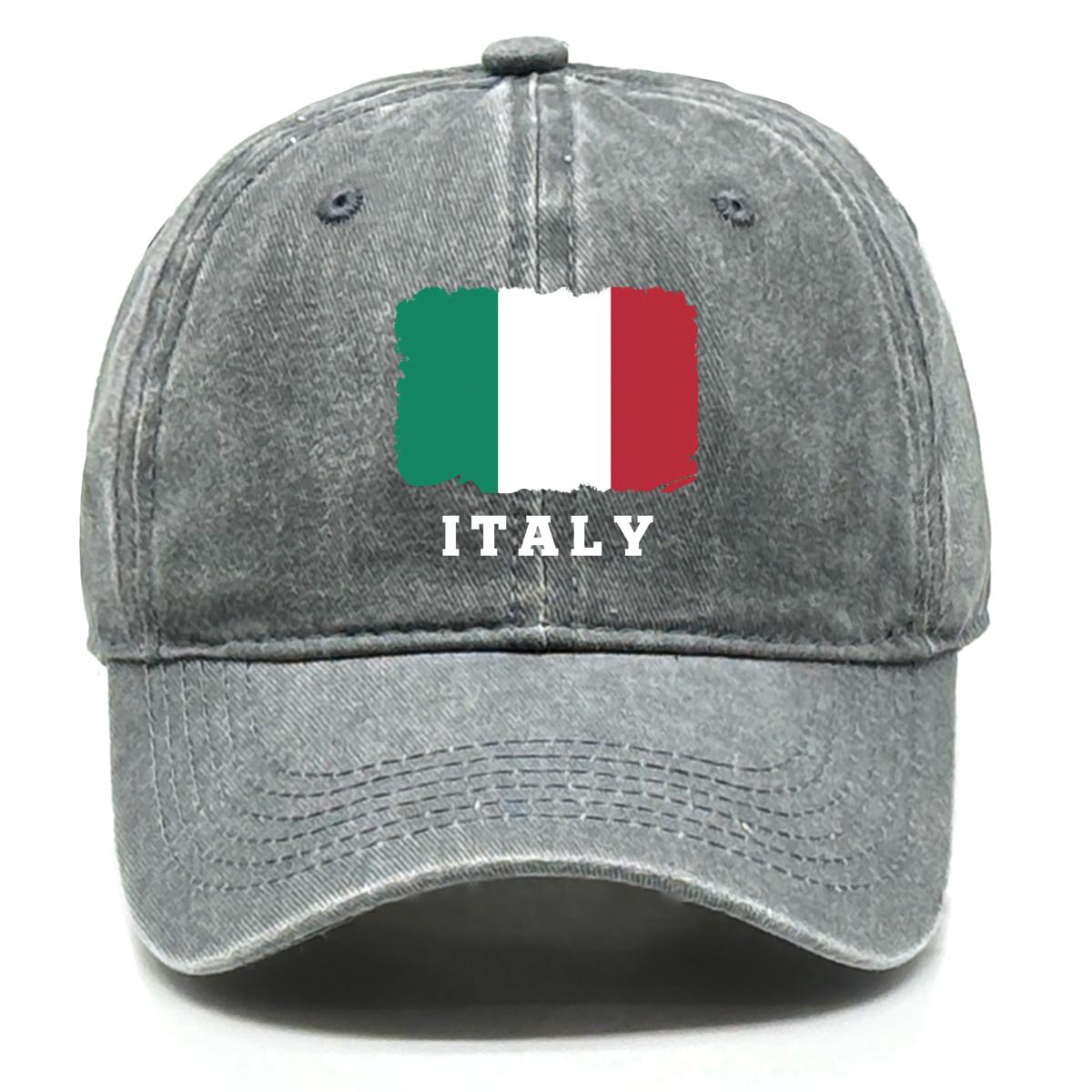 

Бейсболка с принтом флага Италии, регулируемая, патриотичная кепка тракера, головной убор, выстиранная, солнцезащитная, посадка snapback as the picture серый