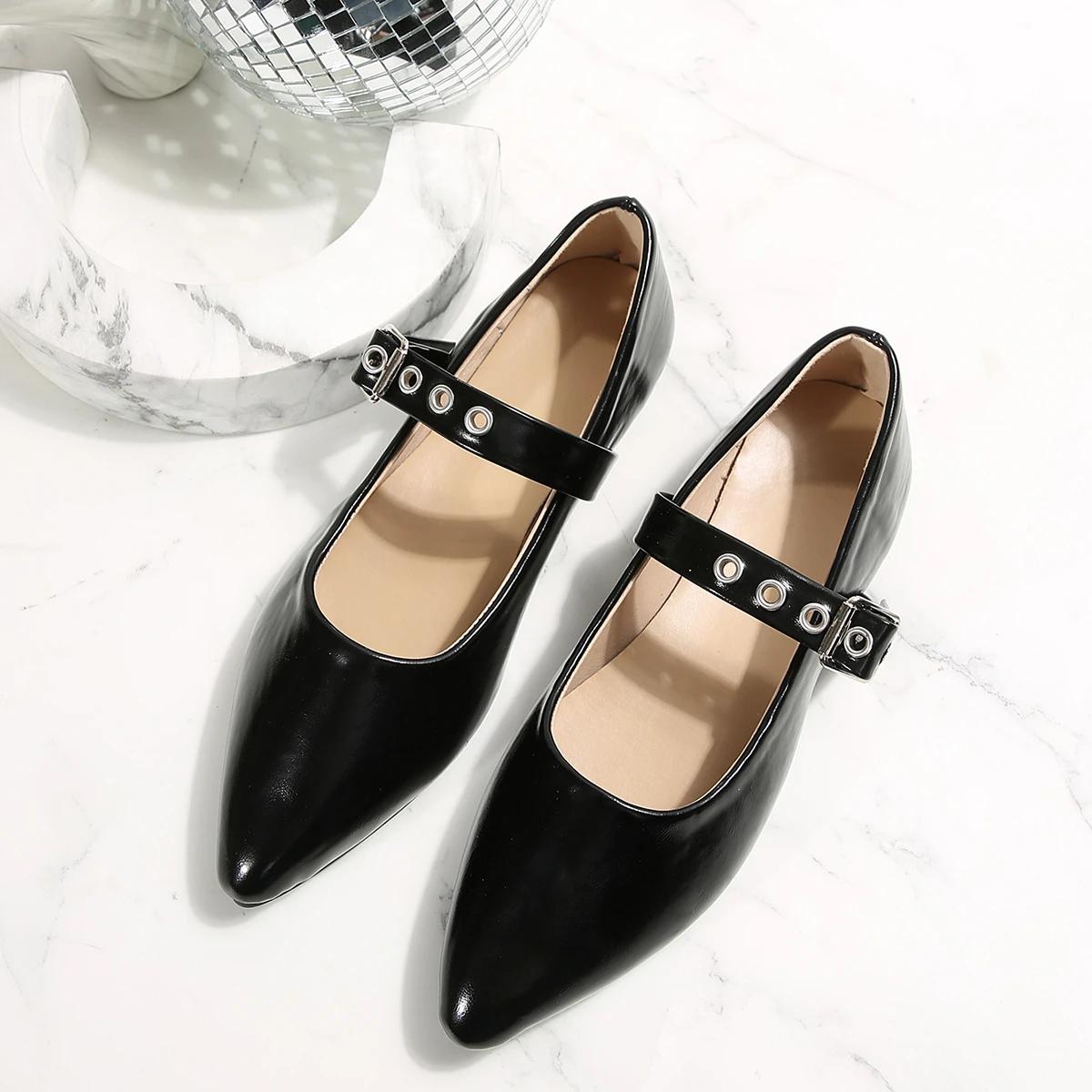

Женские туфли Мэри Джейн Осенние легкие винтажные туфли для женщин Острый носок Балетки на плоской подошве Повседневные лоферы Женские туфли-лодочки 42