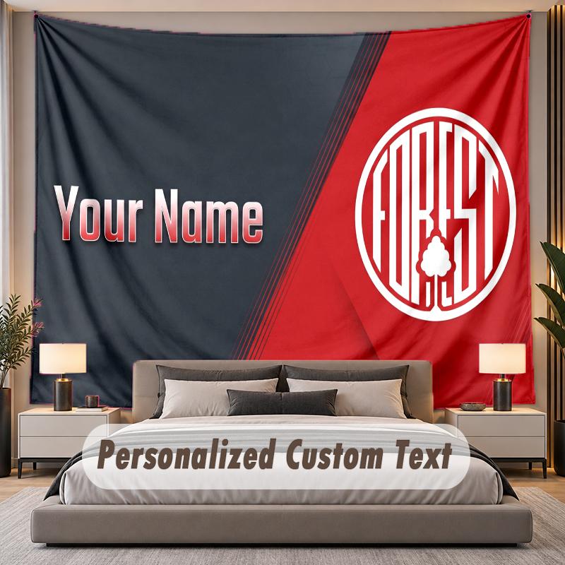 Custom Name Text Tapestry Nottingham Forest Personalized Polyester Wall Tapestry For Bedroom And Room