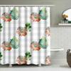 Cute Hedgehog Shower Curtain Waterproof Decor for Bathroom Green Leaf Pattern Home Decor Item (Size180 X 180cm)