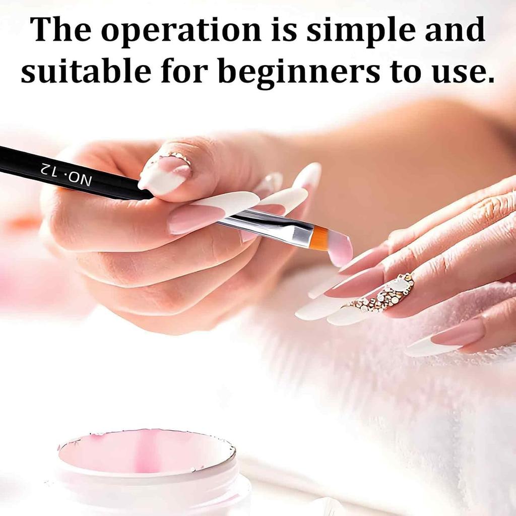 2 PCS French Brush for Nails with Dotting Tool, 2 Way French Nail Manicure Brush Size #12