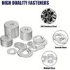 Stainless Steel Large Flat Washers, 8 Sizes Flat Washers Assortment Kit for Car Ship Assembly, Furniture