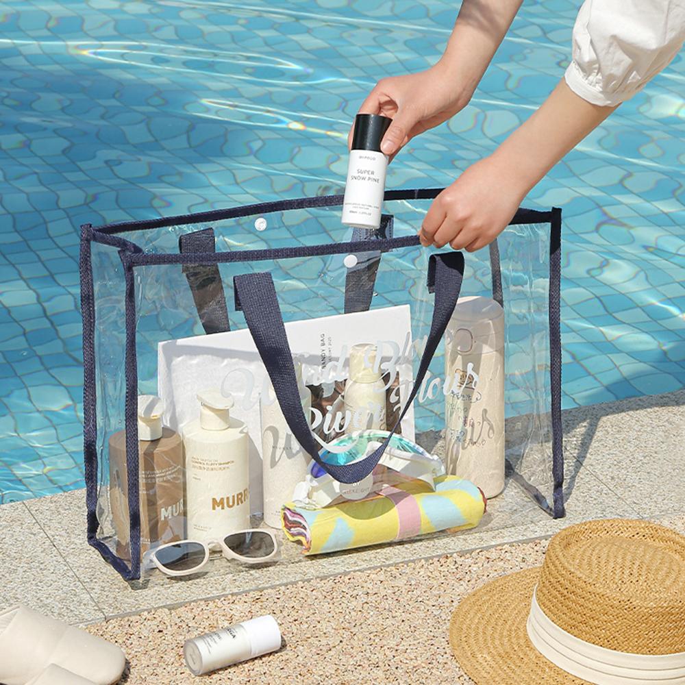 Cosmetic Pouch Beach Tote - Lightweight Beach Bag with Phone Pouch Waterproof Foldable Tote Bag for Beach, Pool, Vacation