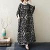 Short Sleeve Plus Size Cotton Vintage Dot Floral New In Dresses for Women Casual Loose Maxi Long Summer Dress