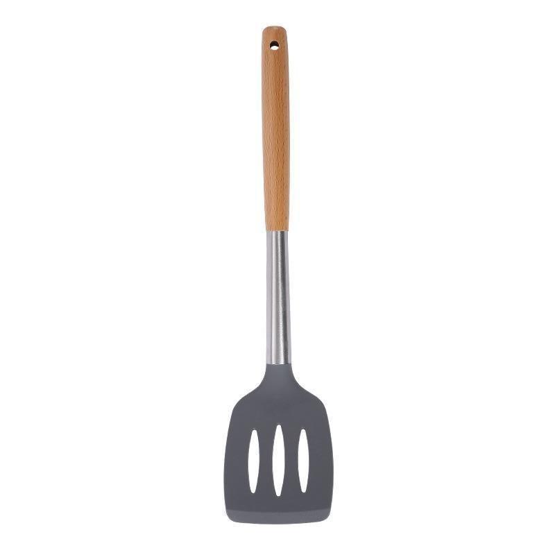 High-Value Silicone Cooking Shovel with Wooden Handle - Non-stick Pan Special, Stainless Steel Kitchen Utensil