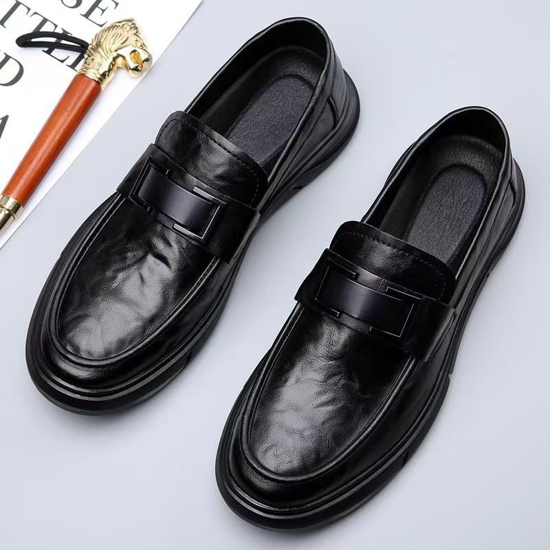 Soft Sole Comfortable Non-slip Men's Leather Shoes New Business British Style Casual Shoes One Pedal Breathable Lazy Doudou Shoes