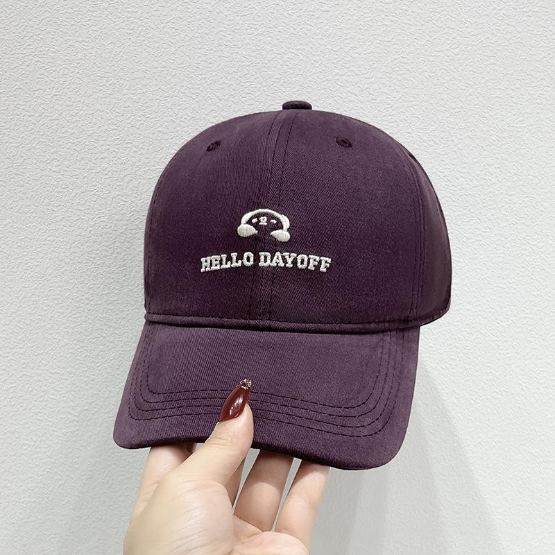 New Simple Embroidery Big Head Circumference Baseball Cap Women's Autumn and Winter Versatile Sun Hat Showing Face Small Cap Men