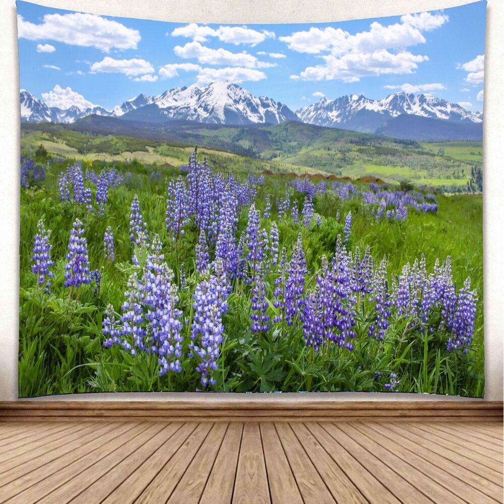 Lavender landscape tapestry queen size bed 75x100 чёрный