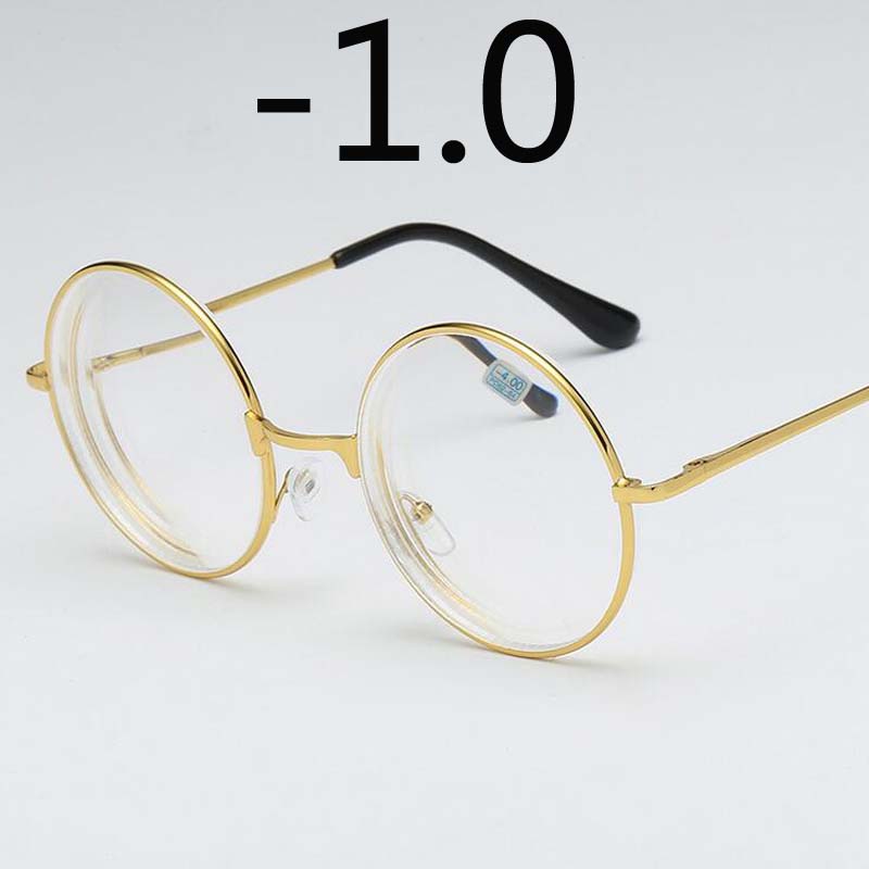Round Glasses Woman Men Glasses Retro Myopia Optical Metal Frames Clear Lens Black Silver Gold Eyeglasses -1.0 -1.5 -2.0 To -4.0