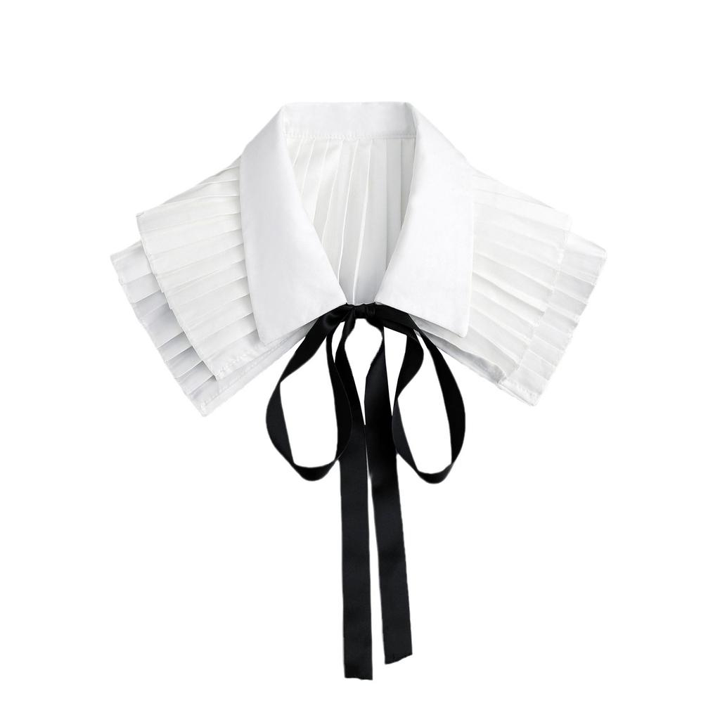 Women Lapel Shirt Detachable Collar White Shoulder Wraps Bowknots Fake Collar Classic Half Shirt Blouse Tops Female False Collar