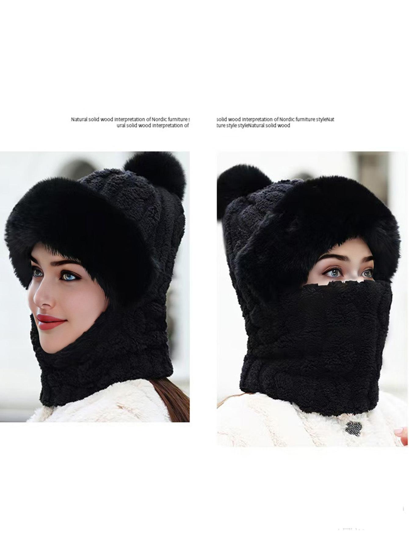 

Шапка Жіноча Зимова Нова Шарф Маска Інтегрований Набір з Двох Предметів Вітрозахисна Флісова Захист Вух Шапка Потовщена Тепла Шапка-Мішок на Голову