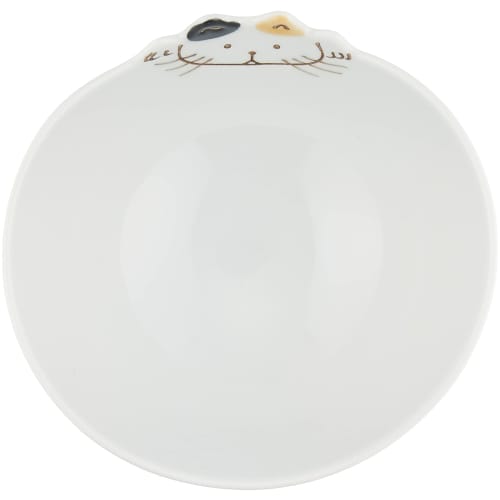 Hasami Ware Children's Cat Wave Bowl, Approximately 11.5cm Diameter, Ceramic, Microwave and Dishwasher Safe, Made In Japan, Product Number 40865