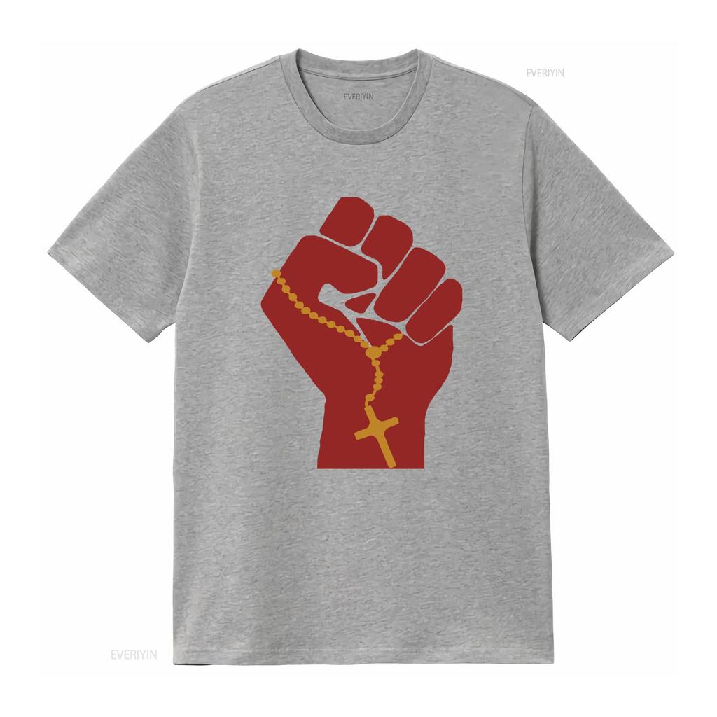 Liberation Theology Raised Fist Radical Christianity Christian Protest Social Justice Leftism Socialism T Shirt vintage Washed