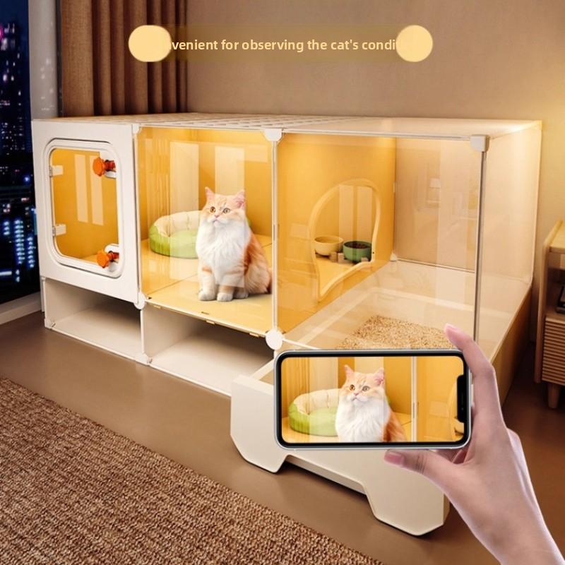 Hochsicht-Katzenkäfig All-in-One Katzenklo-System Indoor Einraum-Ein-Wohnzimmer-Aufbau Katzenwelpenhaus Heimtier-Wohnsitz-Lösung