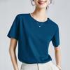 High-quality Mercerized Cotton Women's Short-sleeved New Loose Inner and Outer Wear Round Neck Liquid Ammonia Bottoming Shirt