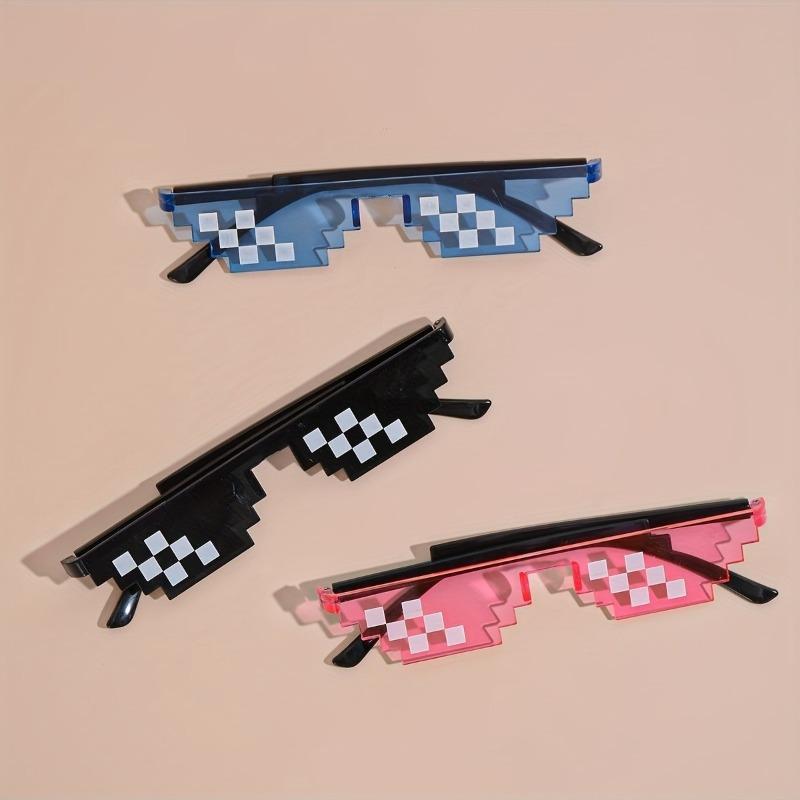 1pc Personalized Mosaic Pixel Party Glasses 2D Anime Funny Design Durable Plastic Photo Props Playful Celebratory Accessories
