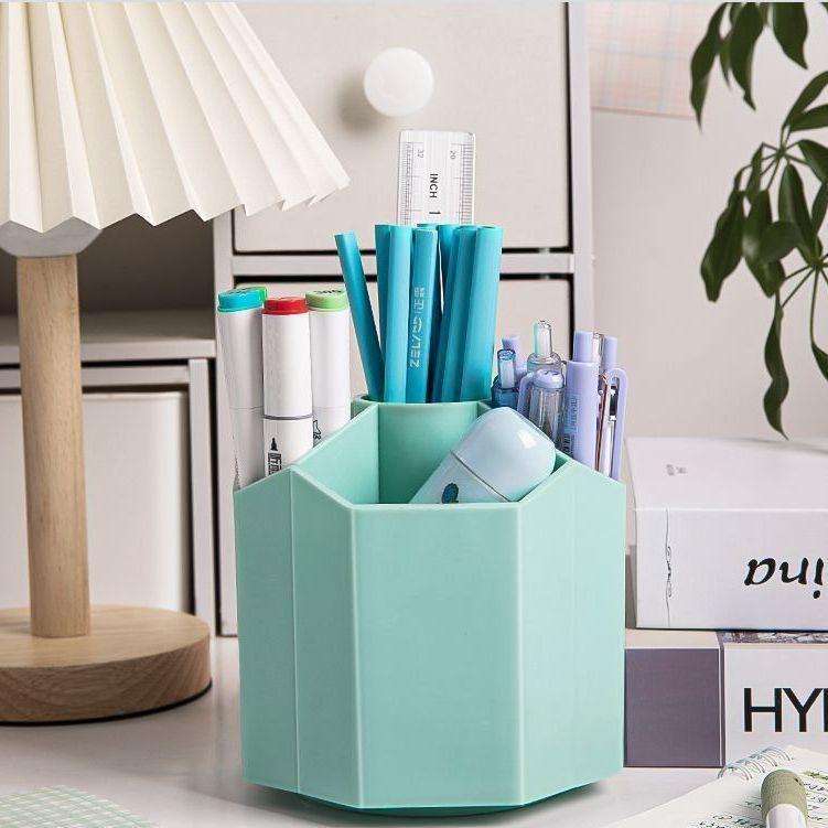 

Вращающийся на 360 градусов держатель для ручек, настольный ящик для хранения, офисный многофункциональный креативный большой вместительный милый сердечко для девочек зелёный