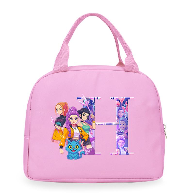 Trend Kpop Anime Cartoon Peripheral 26 Letter Printing Bento Bag Commuter Portable Lunch Box Bag