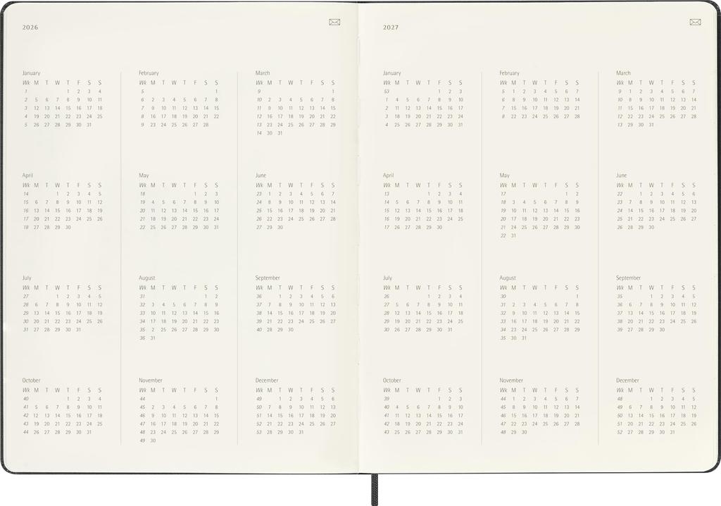 Moleskine Smart Diary PRO Weekly Planner, 2026, January Start, 12-Month, Hardcover, XL Size (19cm x 25cm), Black, SMDHB12PRO4Y26