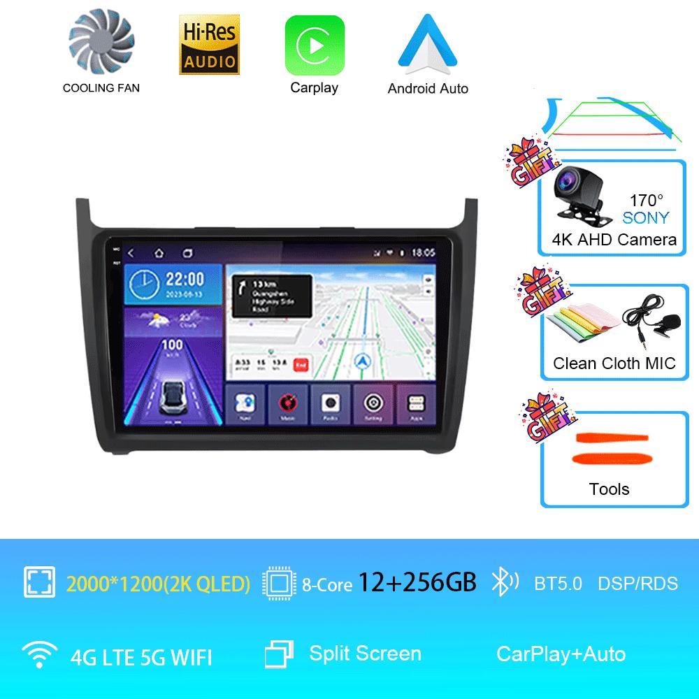 Car Radio 2Din Android 14 Stereo For Volkswagen VW Polo Sedan 2008 -2015 GPS Navigation Multimedia Mirror L-ink BT WIFI QLED DSP