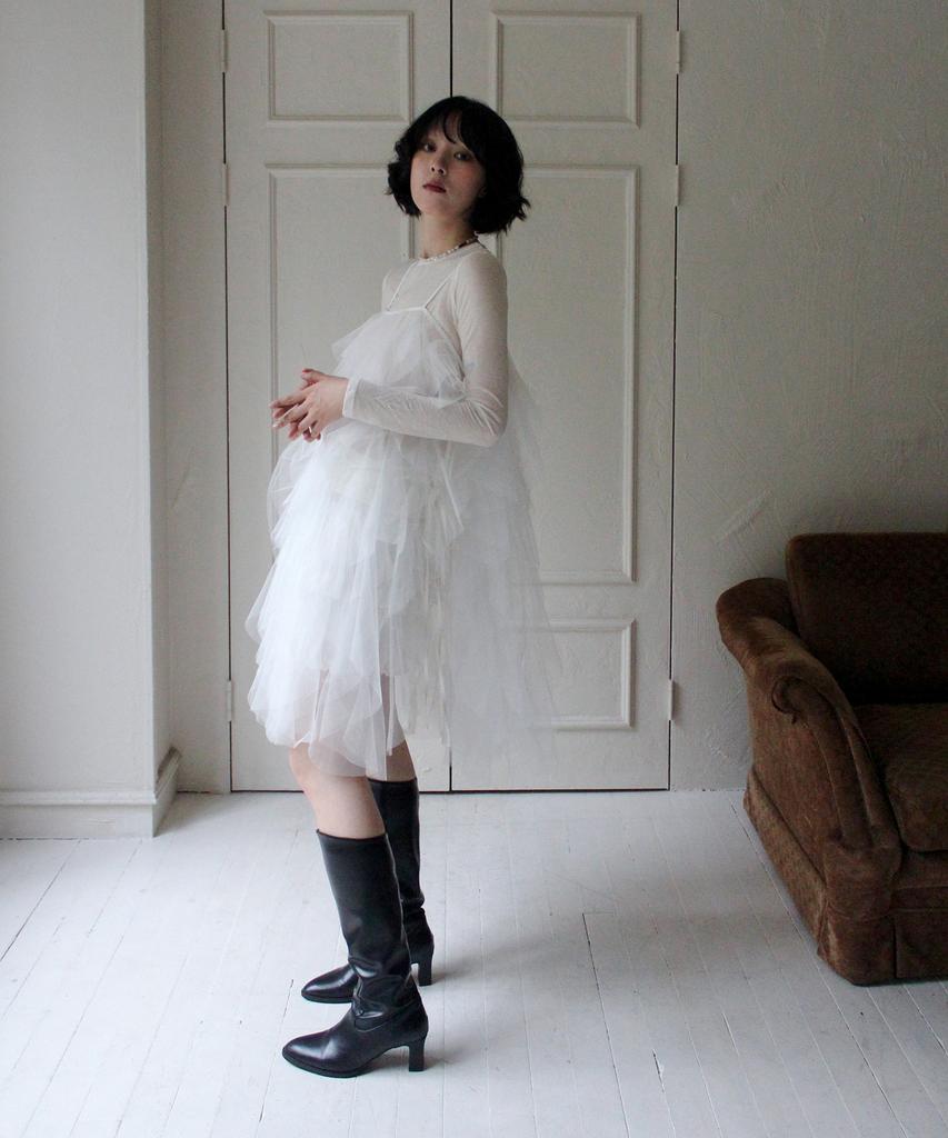 RUBATI Airy Tulle Lace Layering Dress_White