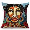 Colorful Abstract Africa Oil Painting Impressionism Art Cotton Linen Sofa Throw Pillow Case Black Girl Woman Cushion Cover Case