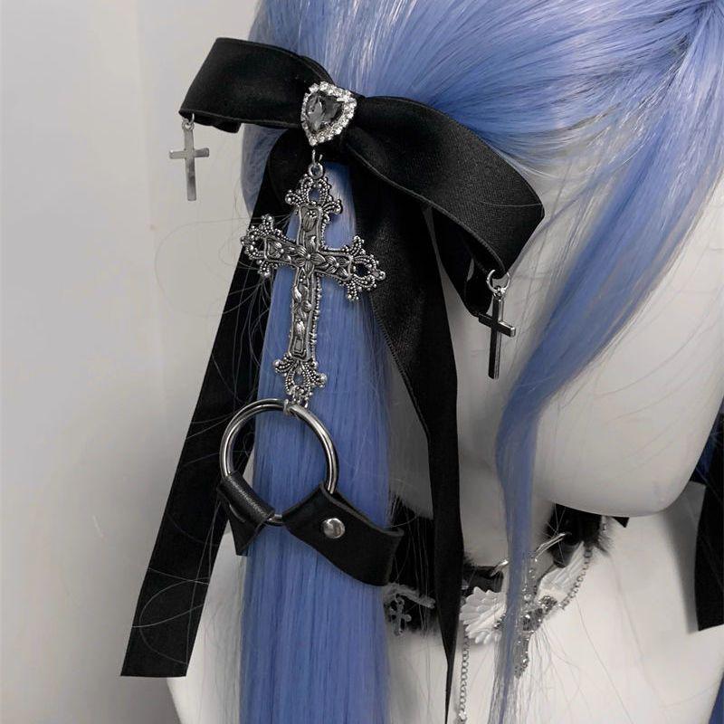 Subculture Gothic Lolita Lace Hair Bow with Double Clips