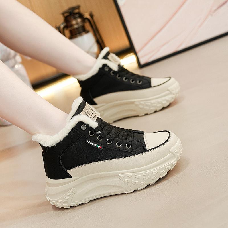 New Winter Velvet Dad Sports Ins Trendy Shoes Student Warm High-top Cotton Shoes Q