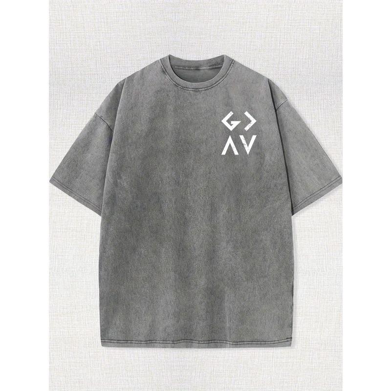 High-Quality Double-Sided Men's T-Shirt Ideal for Outdoor Sports, Vintage Washed, Made of 100%, Perfect for Daily Wear with a Loose Fit And Soft