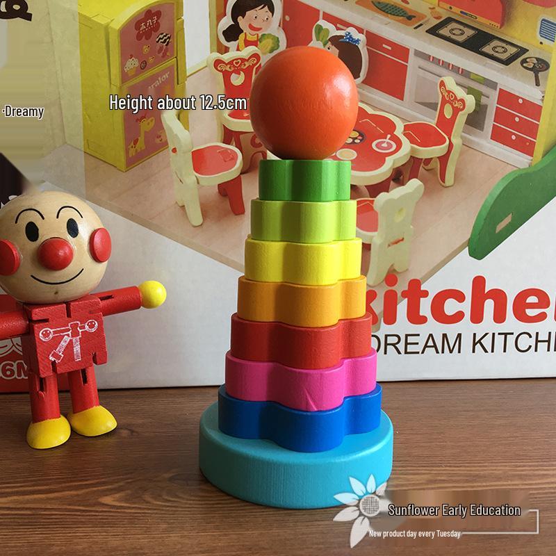 

Деревянная радужная пирамидка для детей 0-2 лет | Развивающая игрушка «Кольцеброс»